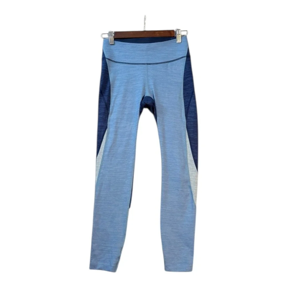 Outdoor Voices Womens Techsweat 7/8‎ Leggings S Blue Colorblock Yoga Activewear